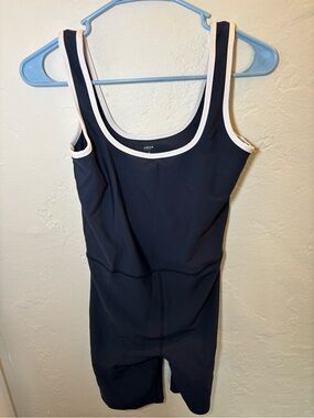 Aqua Navy and White Trim Women’s One-Piece Swim Suit